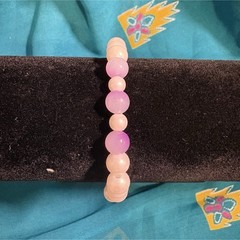 Purple White Pearl Beaded Bracelet Round Stretch Cord Fashion Unisex Adults