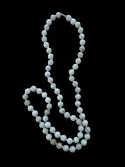 JOY 925 PAJ Marked Sterling Silver Light Green Jade Bead Necklace Gemstone