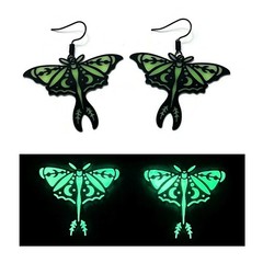Black Luna Moth Glow in the Dark Earrings