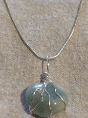 Green Aventurine Pendant On A Sterling Silver Necklace