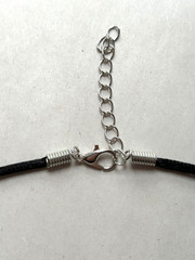 Handmade Pinched Glass Pendant Necklace Black Cord Silver Tone Lobster Clasp