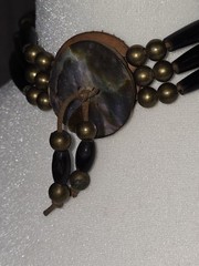 Vintage Indigenous Abalone Brass Bead Leather Choker Necklace – Regalia