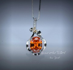 Sterling Silver Sunstone Necklace – 18kgp @ Sterling Silver – 1.8 CT Orange