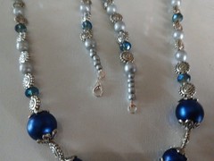 Beautiful 34″ Glass And Metal Beaded Necklace Handmade New