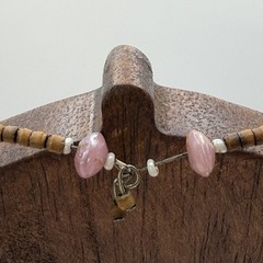 Handmade Women’s Pink Beaded Fringe Choker Pink and White Boho Fairycore Artisan