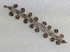 Vintage 90s Handmade Antiqued Copper Moldable Swirl Design Bracelet 7″
