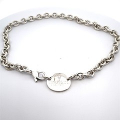 Tiffany & Co Sterling Silver Oval Tag «Please Return To» Necklace -1 (C31032497)