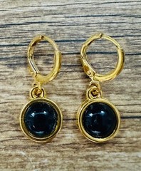 Huggie Hoop Nickel Free Lead Free Leverback Gold Black Earrings RTS