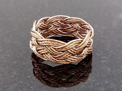 Size 13 Antique Brass / Copper Twist Wire Turks Head Knot Ring Hand Tied made