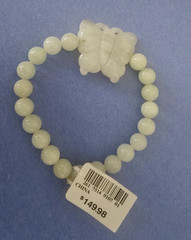 Green Jade 7.5″ Butterfly Stretch Bracelet – New with Tag