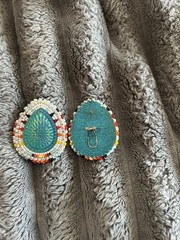 Native American Hand Made Beaded Teardrop Earrings posts with lever back.
