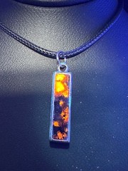 Yooperlite inlay pendant with rope necklace, Ultra Violet Reactive