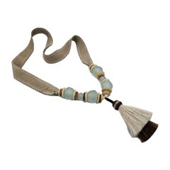Twig & Twine Horse Hair Sea Glass Bead Tassel Necklace Suede Handmade Boho