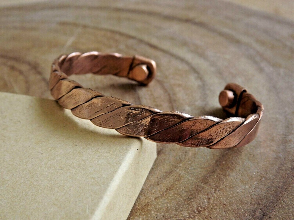 2 Pack Copper Magnetic Bracelet Arthritis Pain Therapy Energy Cuff Bangle NEW