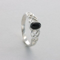 Oval BLACK ONYX Celtic Ring 925 STERLING SILVER Natural & Genuine Gemstone #2e