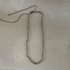 Beaded Glass Cord Necklace Adjustable Closure Bohemian Clear Brown Women