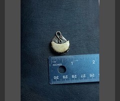 Silver Tone White Stone Asymmetrical Charm Pendant, Unisex Adults