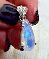 * FACETED MOONSTONE PENDANT * .925 Solid Sterling Silver