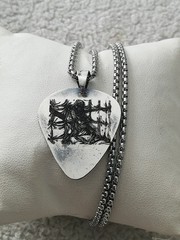 .925 Solid Silver Guitar Pick Metal Rock Band Biker Pendant New.