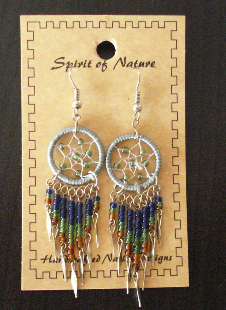 Handcrafted Teal & Brown Threaded Earrings