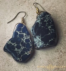 BLUE GENUINE SODALITE Denim Gemstone Necklace African Brass Bead Big XL Jewelry