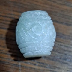 Genuine Burmese Jadeite Barrel Pendant Hand Carved Bead Natural Green 32