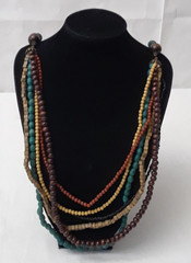 Artisan Crafted 6 Strand Boho Bohemian Earth Color Beaded Necklace 34 in