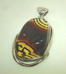 27mm 925 Sterling Silver Genuine Baltic Sea 2-Tone Honey Amber Pendant #6