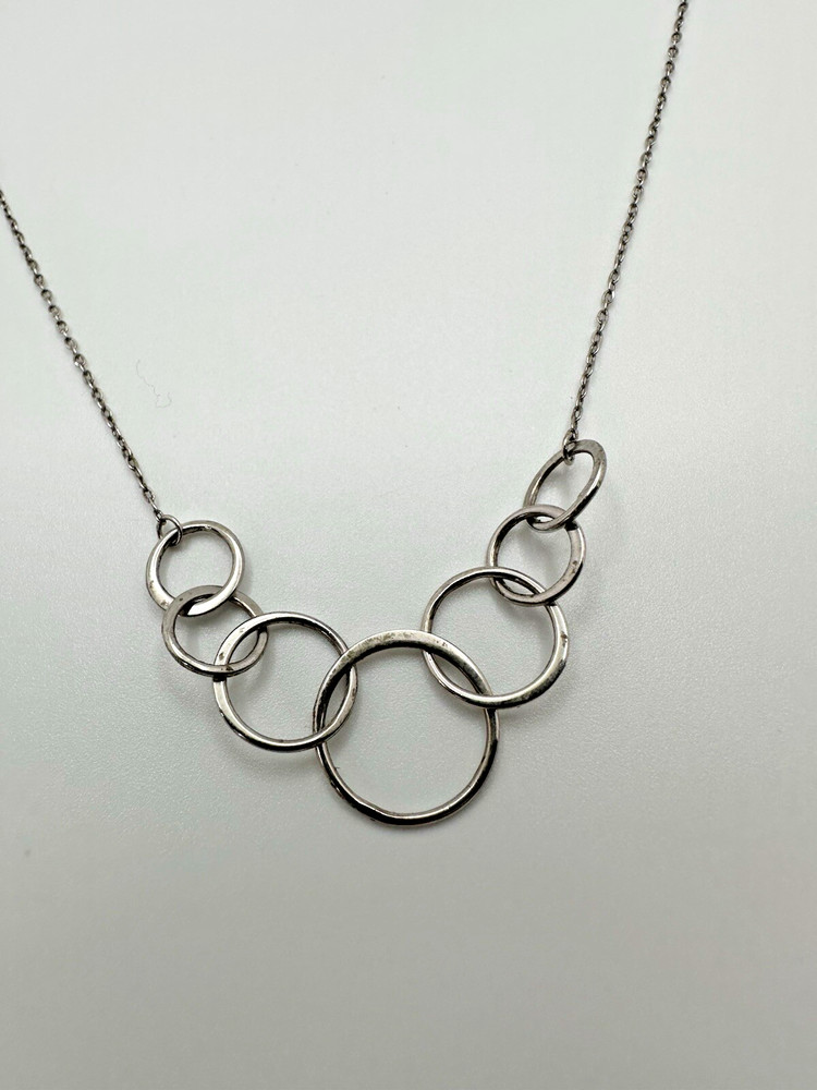 Vintage Sterling Silver Circle Link Necklace 17” JB20