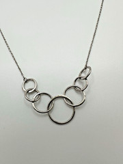 Vintage Sterling Silver Circle Link Necklace 17” JB20