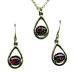 925 silver Black OPAL PENDANT EARRING SET, handmade Jewelry