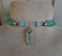 Fluorite Double Terminated Point Adjustable Hemp Necklace Aventurine Stone Beads