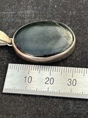 50 ct Nephrite Black Jade Pendant – Sterling Silver