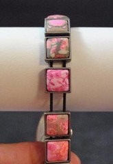Jilzara Vintage Pink Square Wrap Bracelet Polymer Clay Beads Handmade B7