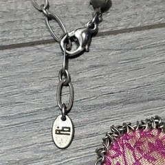 Lovely Ayala Bar Necklace Pink & Reds Fabric & Beads – silver ball beads, signed