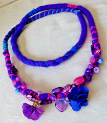 Handmade Fabric Necklace Fiber Art Beads Direct From Artist One Of A Kind