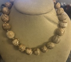 HSN picture Jasper heavy 22 mm Gemstone handknotted 18 inch beaded necklace