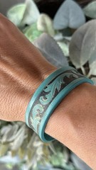 Justin Leather Bracelet Adult Turquoise Southwest Beaded Cuff Western Adjustable