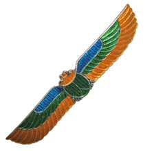 SCARAB BEETLE WITH Blue Green Golden Color WINGS Egyptian Revival Vintage Style