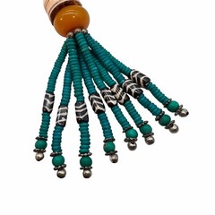 Tribal Elephant Beaded Y Drop Necklace Multi Strand Tassel Artisan Dyed BOHO A10