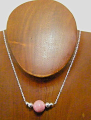 Sterling Silver Natural THULITE Gemstone Necklace #1127…Handmade USA