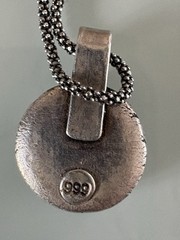 VTG Handmade 999 Sterling Silver Wax Seal Star Pendant With 925 Chain 10g