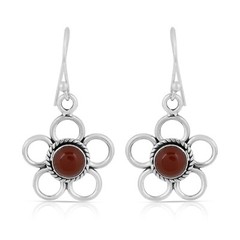 100%Natural Stone Red Onyx 925 Sterling Silver Handmade Silver Earrings Woman