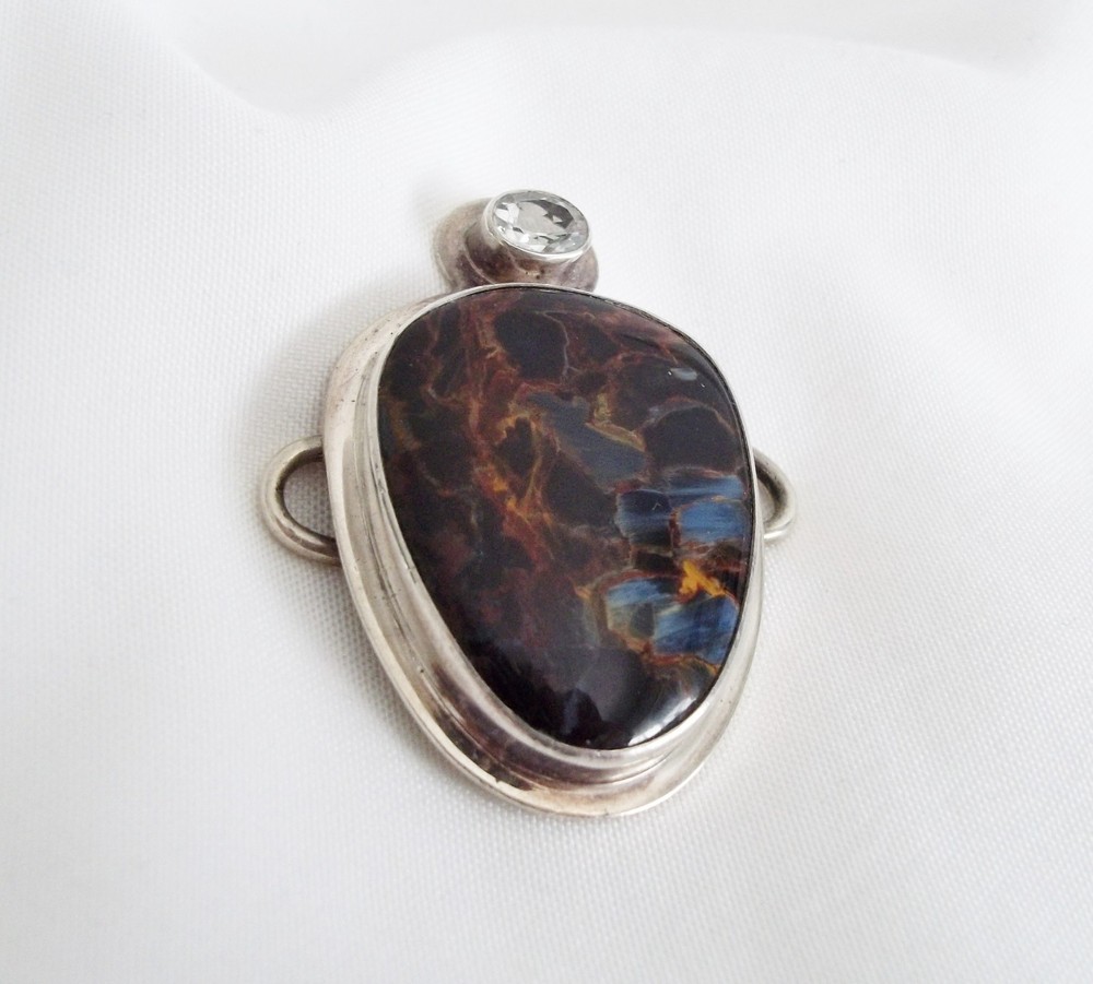 TABRA STERLING SILVER AGATE Connector CHARM Signed