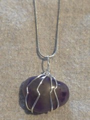 Purple Agate Pendant On A Sterling Silver Necklace
