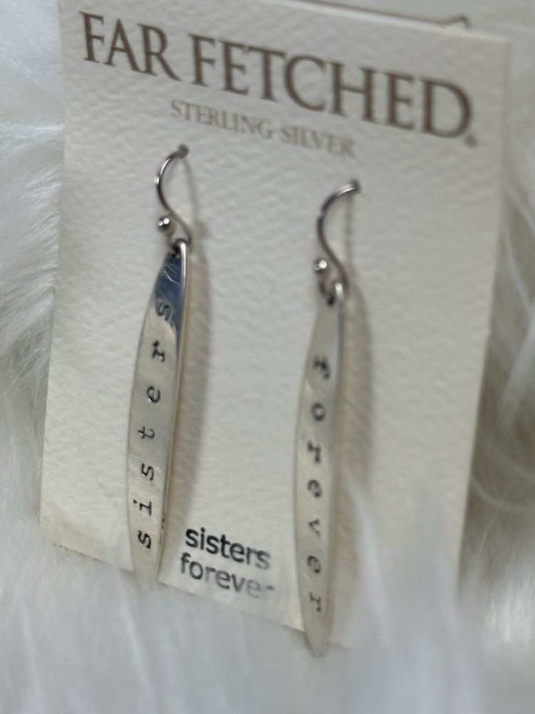 NEW Vintage FAR FETCHED «sisters forever» Earrings .925 Sterling Silver ET118