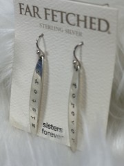 NEW Vintage FAR FETCHED «sisters forever» Earrings .925 Sterling Silver ET118