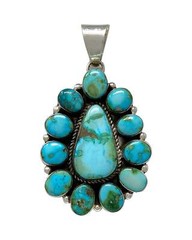 Geraldine James, Pendant, Sonoran Gold Turquoise, Sterling Silver, Navajo, 3″