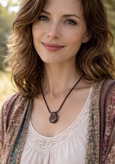 Brown smoky quartz stone Cord Necklace Minimalist Jewelry Organic Bohemian Chic