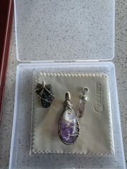 Genuine 5.6 G Moldavite &Amythyst & Lithium Quartz Pendant & New Moldavite BOOK